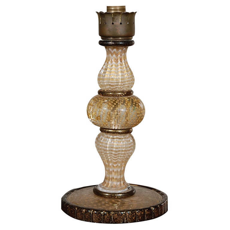 Murano glass lamp base with gold . at 1stDibs
