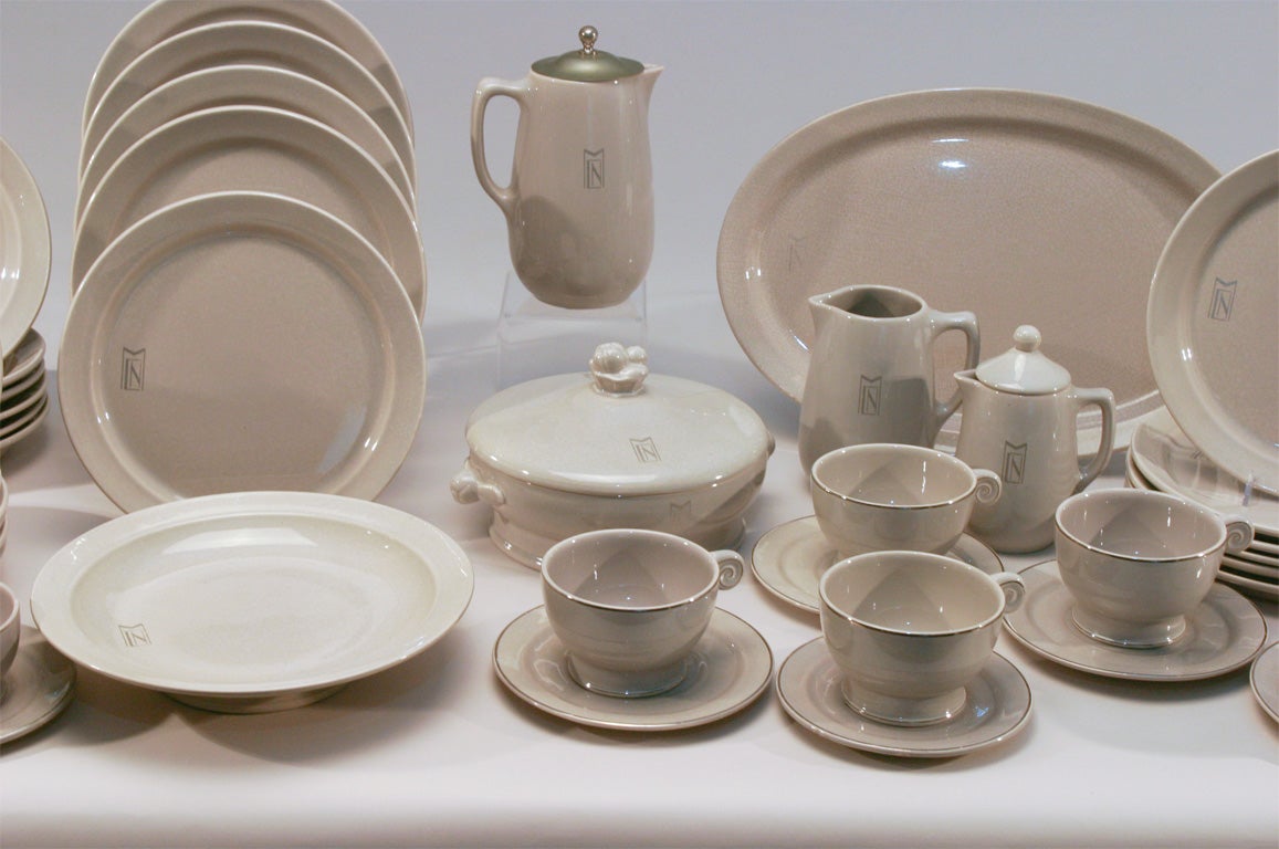Porcelain Rare Sevres Art Deco Dinner Service-Jean Luce For Sale