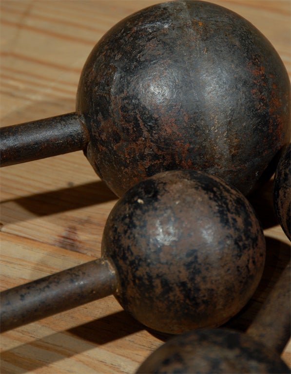 Iron set of six vintage cast iron bar bells