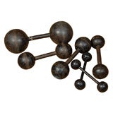 set of six vintage cast iron bar bells