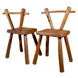 Pair of Rustic Wooden Chairs