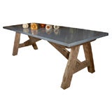 Belgian table  from antique beams with new zinc top
