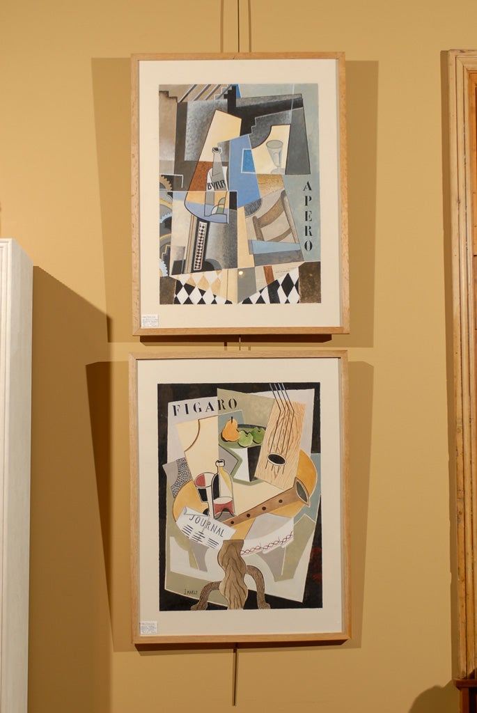 Vintage French Paintings by Jacques Marly In Good Condition In Atlanta, GA