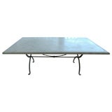 Marble Garden Dining Table with Galvanized Iron Base