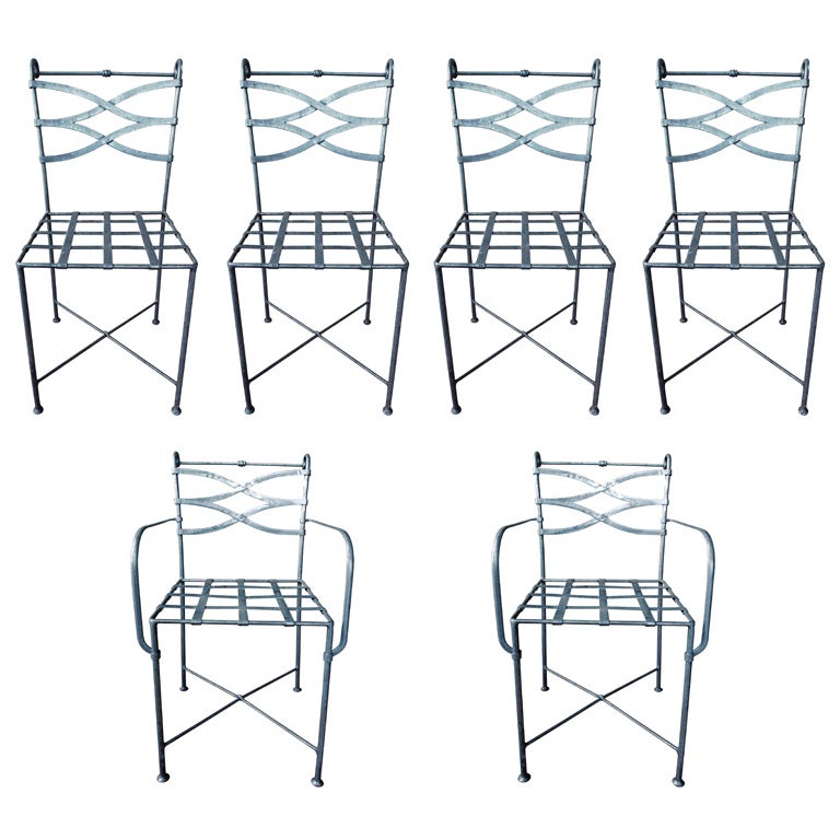 Dante Negro 'Grazia' Iron Arm Chair and Side Chairs For Sale