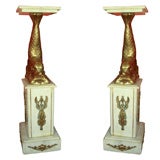 Antique Egyptian revival style brass and marble pedestals