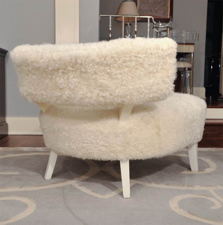 Mongolian Lamb and Creme Lacquered Slipper Chair by Billy Haines 3