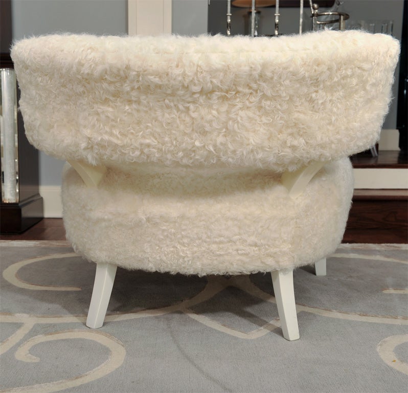 Mongolian Lamb and Creme Lacquered Slipper Chair by Billy Haines 4