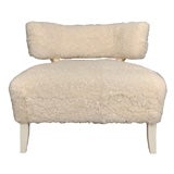 Mongolian Lamb and Creme Lacquered Slipper Chair by Billy Haines