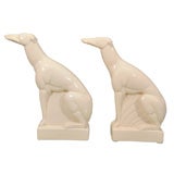 Pair of Art Deco Ceramic Greyhounds by Lemanceau
