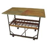 Vintage Industrial  metal & wood Rolling Table / Cart