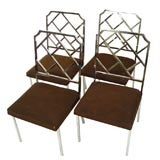 Set of 4 Vintage Modern Chrome Chippendale Chairs