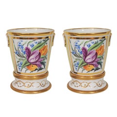 A Pair of Early 19th Century Antique English Porcelain Cache Pots