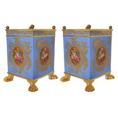 A Pair of Porcelain Jardinieres in the Form of Orange Boxes