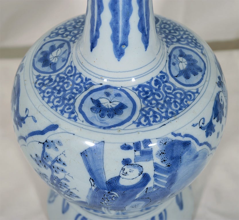 A Pair of Blue and White  Dutch Delft Vases 1