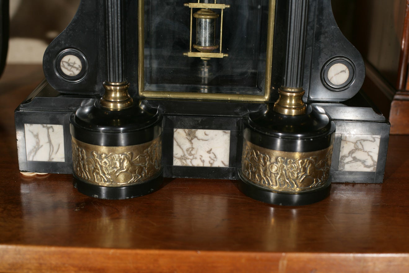Napoleon III Black Marble Mantel Clock