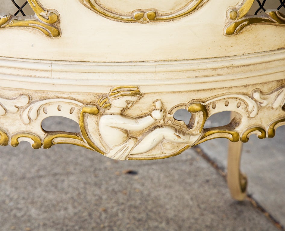 Mid-20th Century CHERUB PINK MARBLE PEDISTAL TABLE~