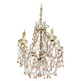 Gorgeous Peach and Clear Crystal Chandelier