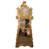 GRANDE GILDED MIRROR FRENCH MURAL~