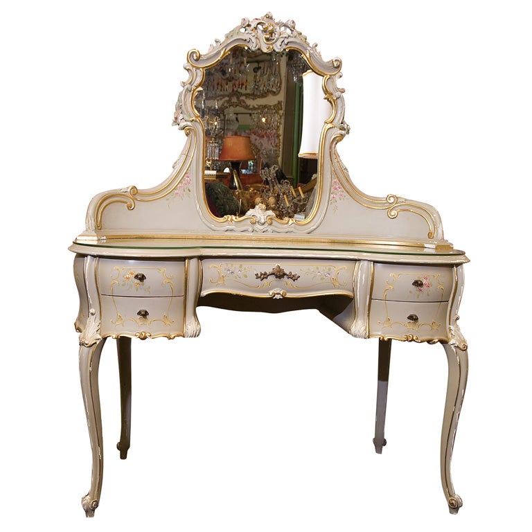 Decadent Hand painted, Rococo Revival Vanity