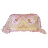 Vintage Satin Lace Pink and Green Pillow