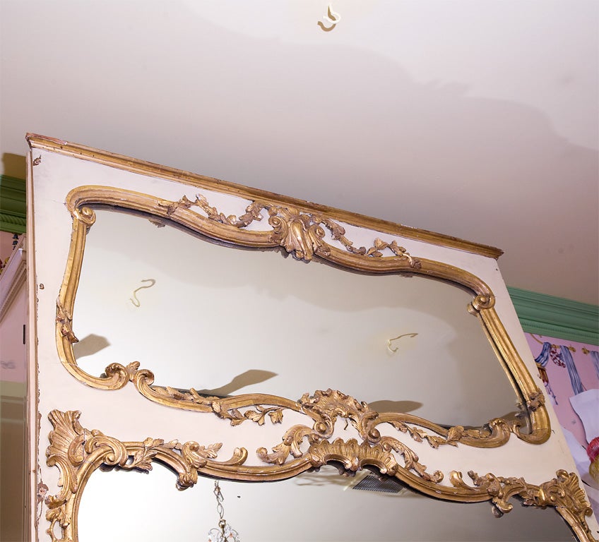 Wood 19c Grand Gilded French Mirror For Sale