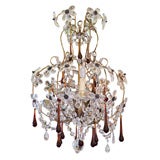 Vintage Crystal Red Daisy Chandelier