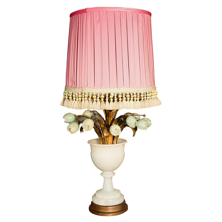 Vintage Marble Tulip Lamp with Custom Shade