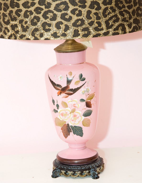 Vintage Vase Tablelamp with Custom Shade In Excellent Condition In Palm Springs, CA