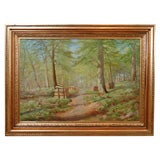 Danish Oil on Canvas "Through the Sunlit Woods"