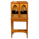 A George III Burr Maple and Rosewood Collectors Cabinet A George III Burr Maple and Rosewood Collectors Cabinet