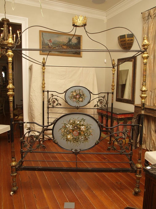 A Repousse Gilt Tester Bed with Crown 4