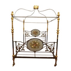 Antique A Repousse Gilt Tester Bed with Crown