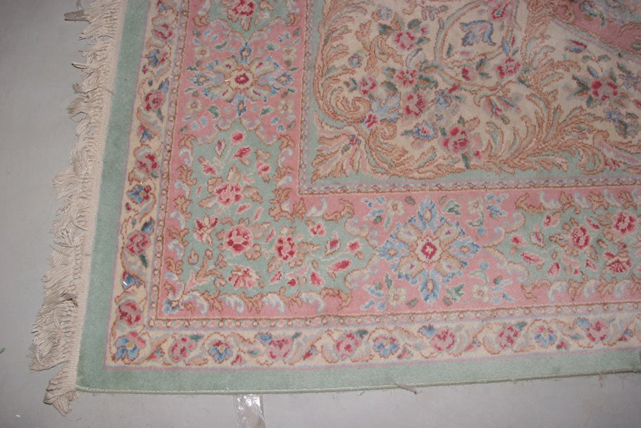 20th Century Karastan Wool Rug Pale greens, cream, light pink and rose