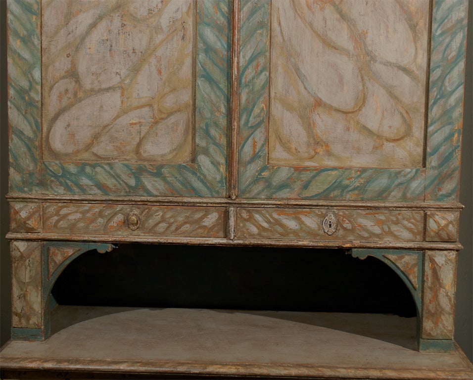 19th Century Swedish Painted Faux-Marble Four-Door Cabinet 1