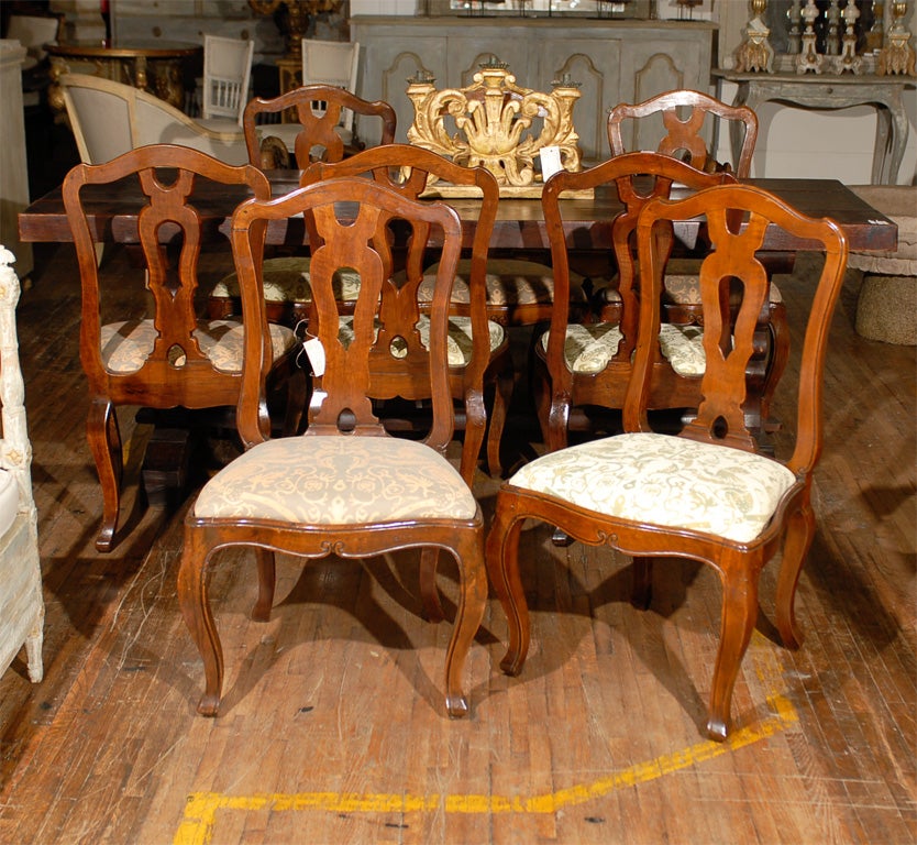 Set of Eight Venetian Walnut Dining Chairs