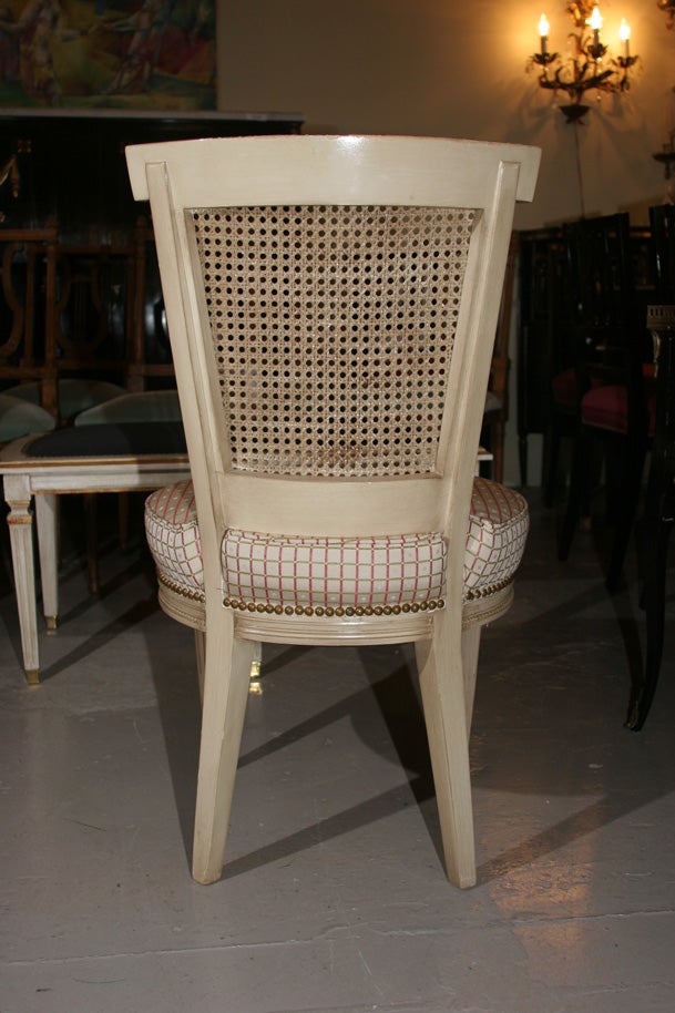 Set of Four White Painted Cane Back Chairs Stamped Jansen 2