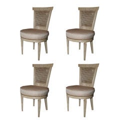 Set of Four White Painted Cane Back Chairs Stamped Jansen 8