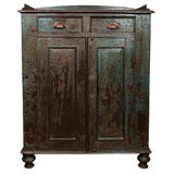 Antique Green Painted Double Drawer Cabinet