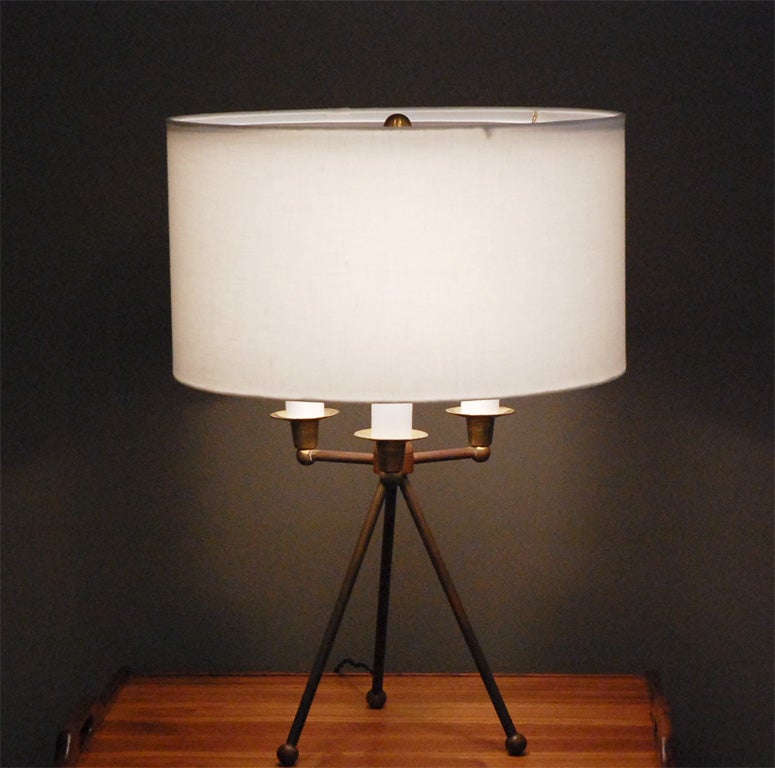 Three Legged Brass Lamp