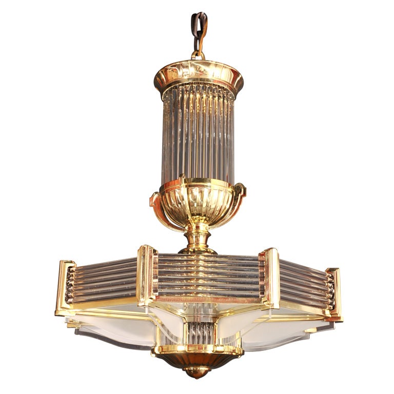Petitot Bronze, Clear and Frosted Glass 13 Light Chandelier For Sale