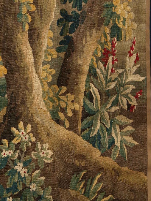 Mid-18th C French Aubusson Tapestry of a Pastoral Scene in Shades of Gold, Green For Sale 1