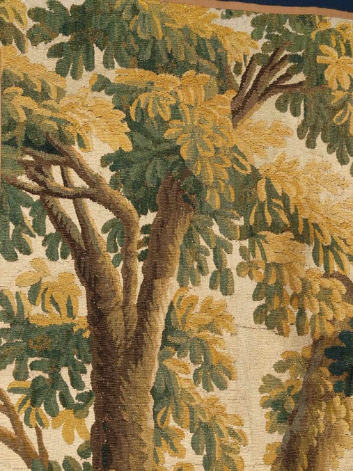 Mid-18th C French Aubusson Tapestry of a Pastoral Scene in Shades of Gold, Green For Sale 2