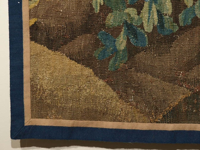 Mid-18th C French Aubusson Tapestry of a Pastoral Scene in Shades of Gold, Green For Sale 4