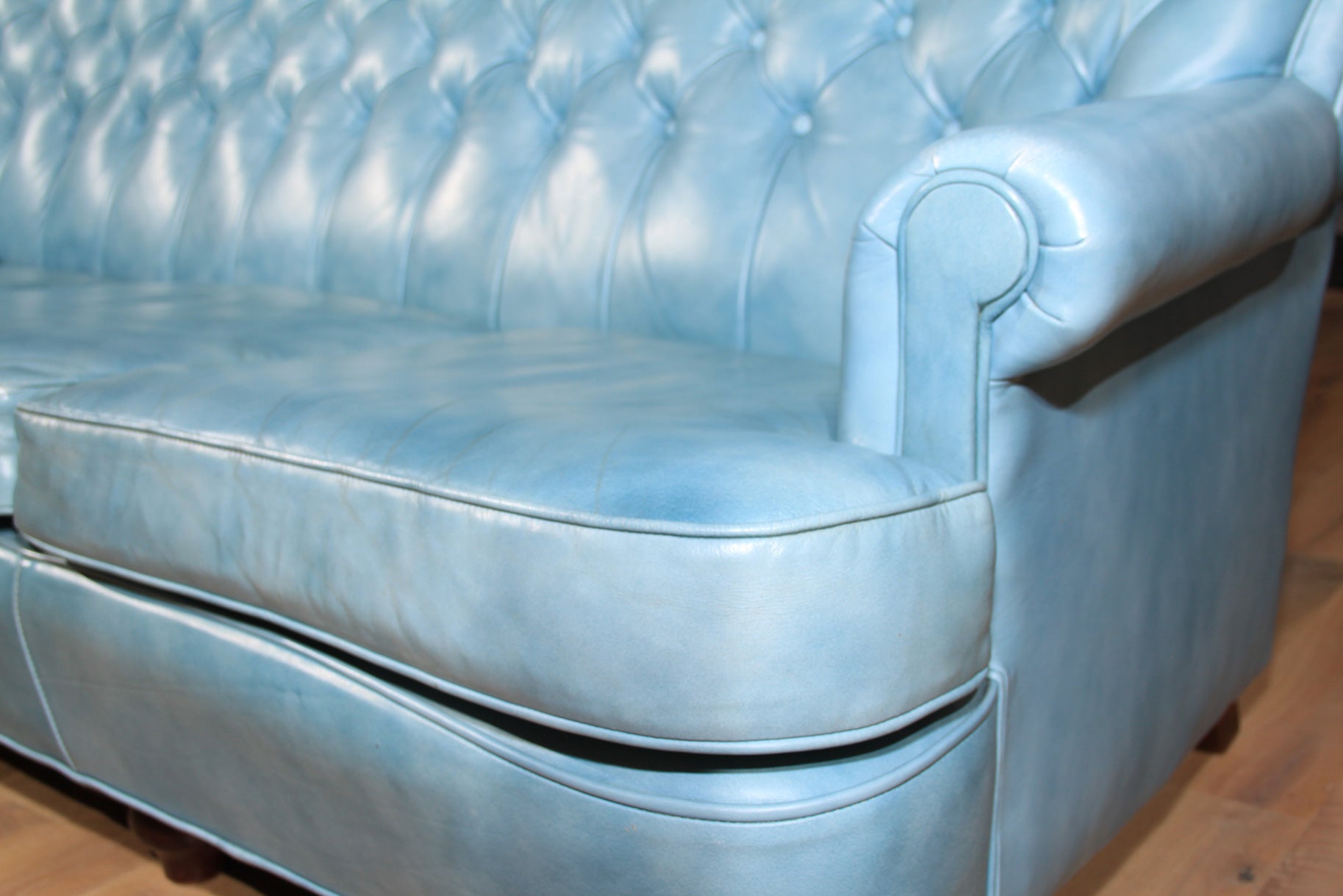 Mid-20th Century The coolest blue leather sofa