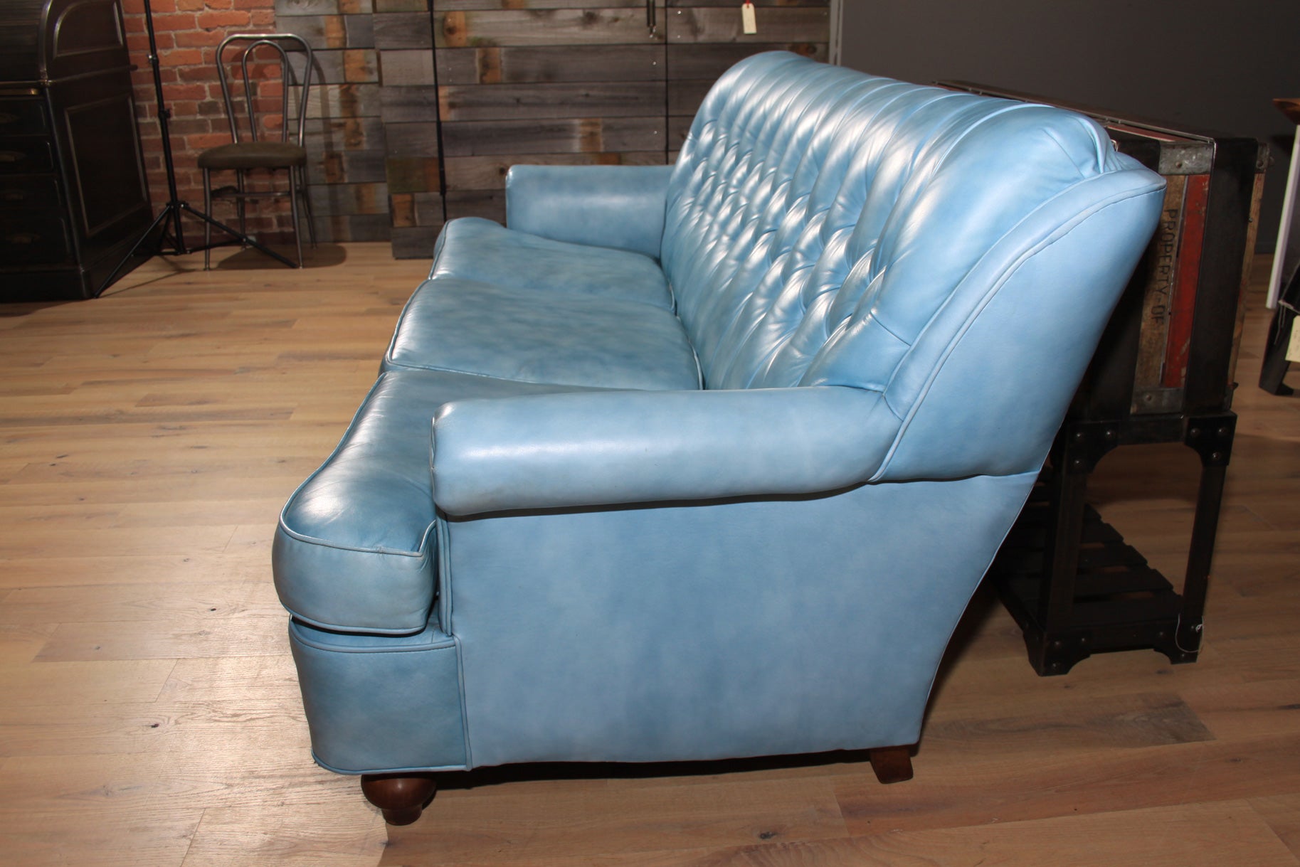 The coolest blue leather sofa 1