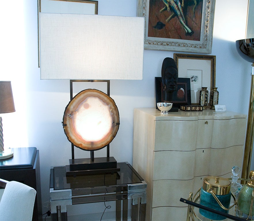 Le Grand Agate Table Lamp with Custom Linen Shade