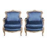 Pair of Maison Jansen Stamped Bergere Chairs