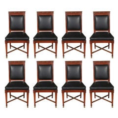 Set of Eight Maison Jansen Mahogany Dining Chairs