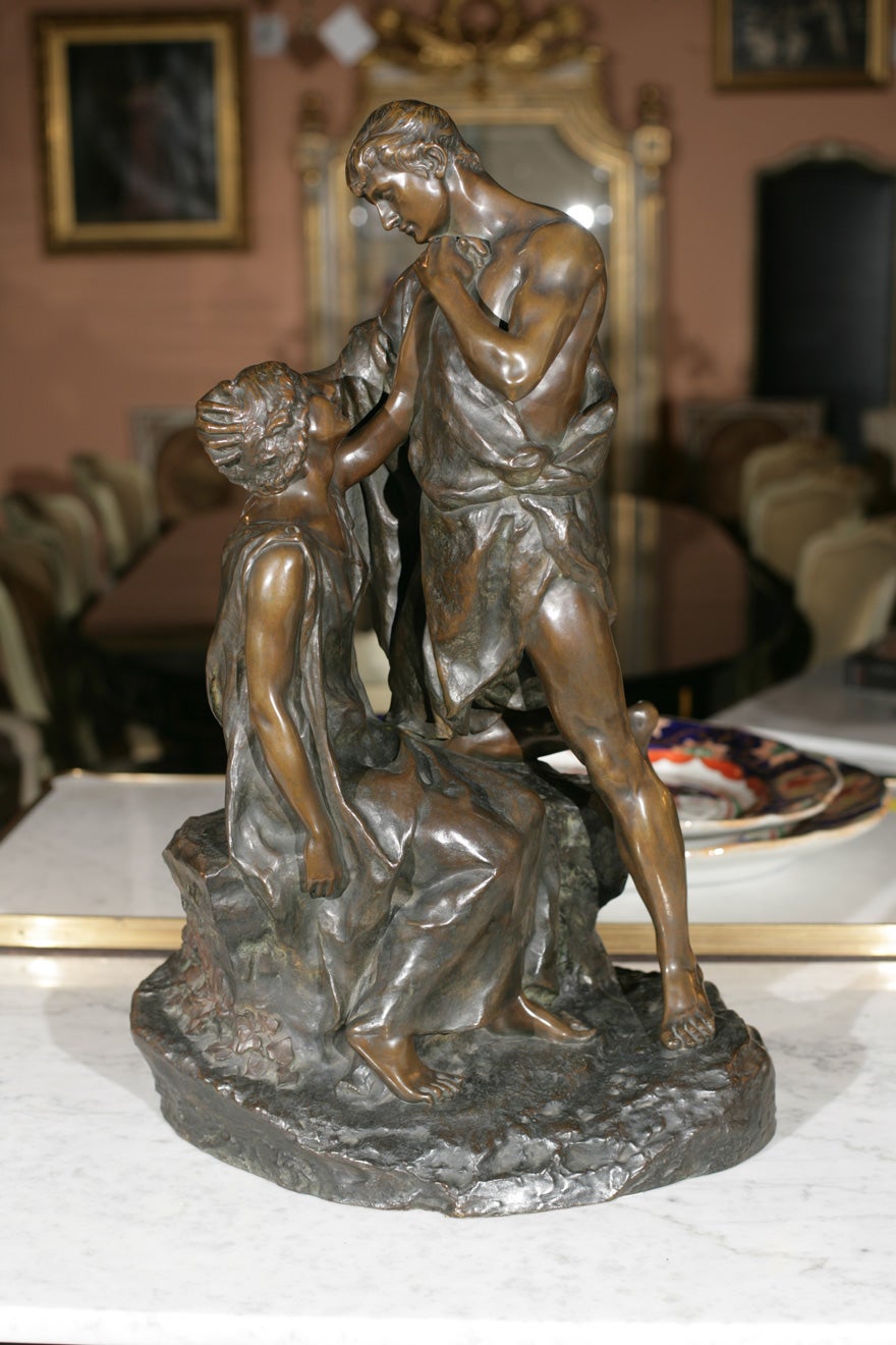 Übergroße Bronzefigur eines Paares:: signiert von G Colin:: mit<br />
Französische Gießereimarke